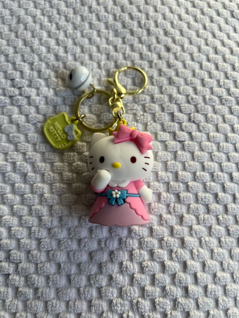 NWOT Hello Kitty Pink Dress Silicone Keyring with Gold Hardware